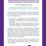 ATENTO AVISO: Suspensión del Proceso    participativo de socialización y retroalimentación de los lineamientos de trabajo del MEIF